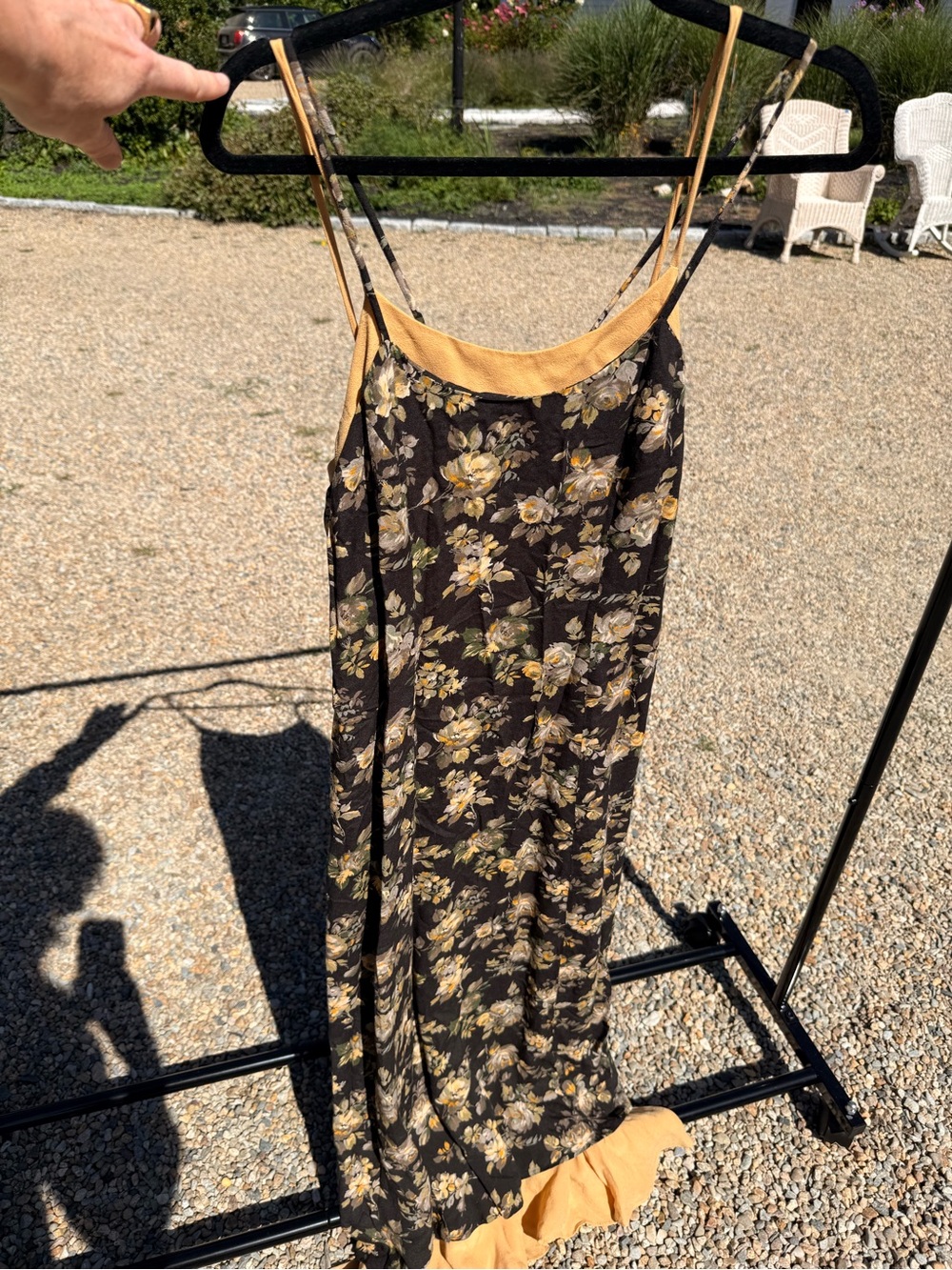 Eileen West Floral Slip Maxi Dress in Black and Mustard